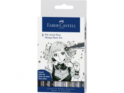 Faber-Castell Pitt Artist Pen Manga Basic sada 8 ks, černé a šedé barvy