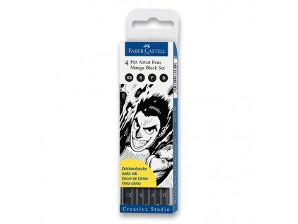 Faber-Castell Pitt Artist Pen Manga Black sada 4 ks, hroty XS, S, F a B, černé