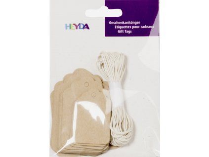 Visačky Heyda Kraft sada 3 x 10 ks s provázkem, kraft papír pro kreativní tvorbu