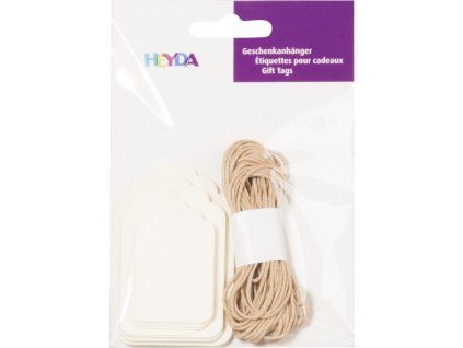 Visačky Heyda béžové, sada 3 x 10 kusů s provázkem pro kreativní tvoření