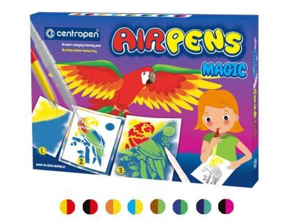 Sada foukacích fixů Centropen Magic, 8 barev, 3 zmizíky a 6 šablon pro tvorbu