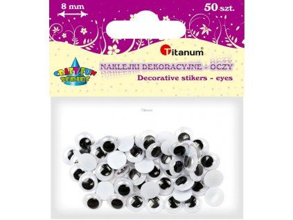 Mrkací plastová očička Titanum 8 mm, sada 50 ks, barva Titanium