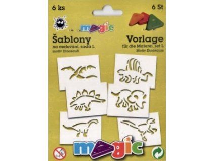 Magic papírové šablony sada L Dinosauři, 6 motivů pro kreativní dekorování