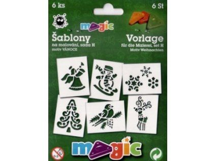 Magic papírové šablony sada H Vánoce, 6 motivů pro kreativní dekorování výrobků