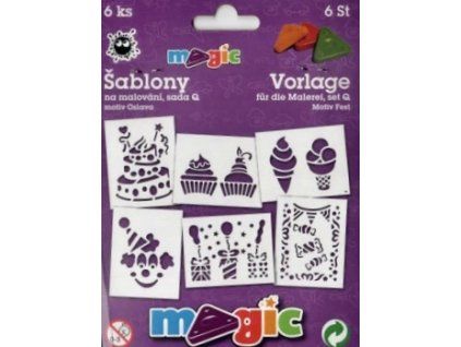 Magic papírové šablony sada 6 motivů s tématem Oslava pro kreativní tvoření