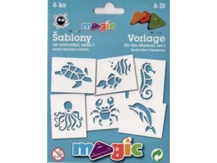 Magic papírové šablony sada I Mořská stvoření, 6 motivů pro kreativní dekorování