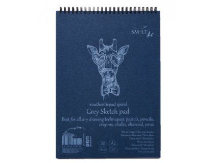 Šedý skicák SM.LT Grey Sketch Pad A4 180 g, 30 listů, pevný papír na suchou kresbu