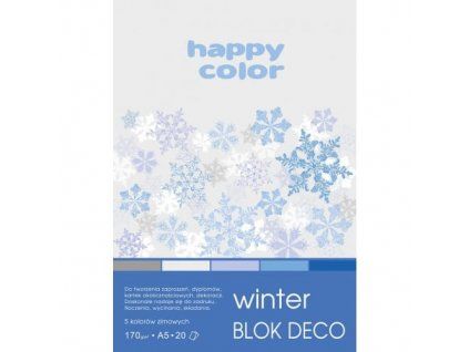 Blok barevných papírů Happy Color Deco Cristal A4, 170 g/m2, 20 listů v zimních odstínech