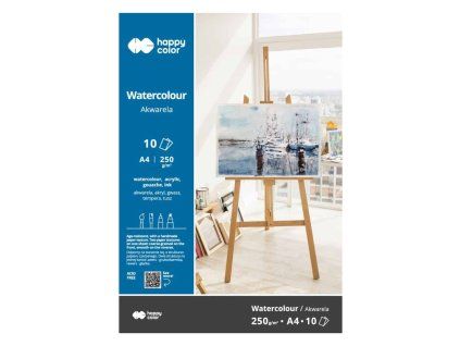 Akvarelový blok Happy Color Akwarel A4, 250 g/m2, 10 listů lepených nahoře