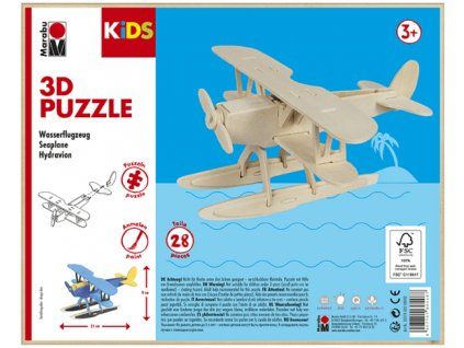Marabu Mara 3D puzzle dřevěné hydroplán, kreativní skládačka pro děti