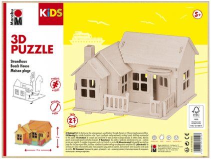 Marabu Mara 3D puzzle dřevěné beach house, kreativní skládačka pro děti