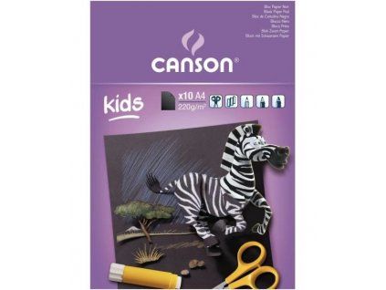 Canson Kids černý papír blok A4 220 g/m2, 10 listů lepených nahoře