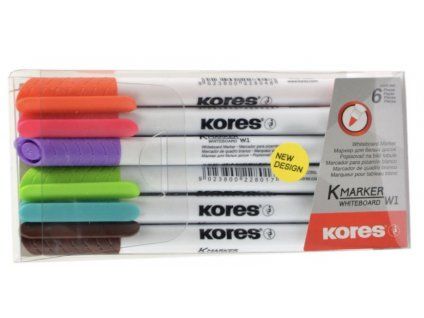 Kores Whiteboard K-Marker W1 sada 6 popisovačů na bílé tabule, hrot 1 mm