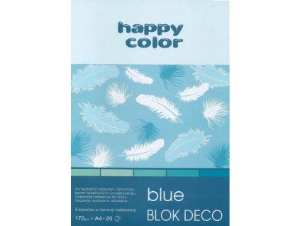 Blok barevných papírů Happy Color Deco Blue A4 170 g, 20 listů v modrých odstínech