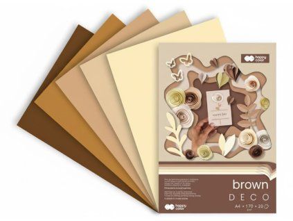 Happy Color Deco Brown, sada 20 listů barevného papíru A4, 170 g/m2, teplé hnědé odstíny