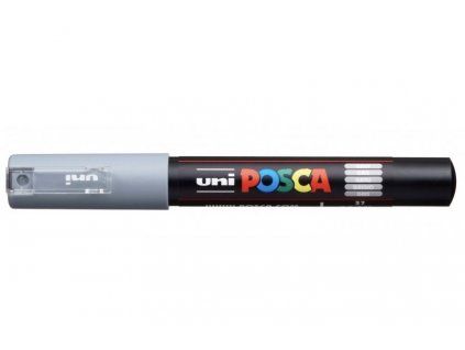 Akrylový popisovač Uni Posca 1M 0,7 mm šedá, hrot extra fine pro přesné linky
