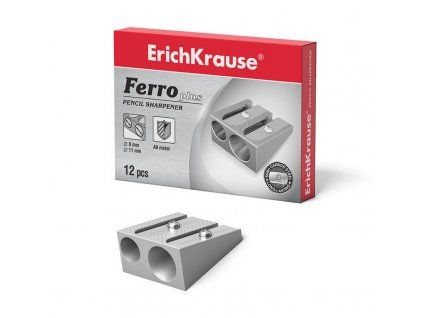 Dvojité kovové ořezávátko ErichKrause, dva otvory 8 mm a 11 mm pro grafitové a barevné tužky