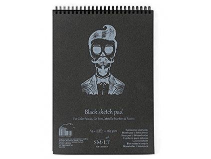 Skicovací blok SM.LT Authentic černý A5, 165 g/m2, 20 listů, kroužková vazba