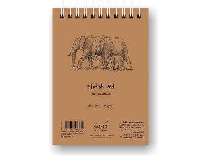 Skicák SM.LT Natural Brown A4, 135 g, 80 listů z recyklovaného hnědého papíru