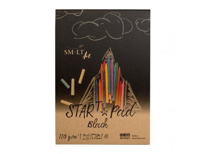 Černý blok SM.LT Star Pad Black A5, 120 g/m2, 20 listů, lepení nahoře, kraftový přebal
