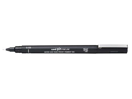 Rýsovací liner Uni PIN 003 černý, šířka stopy 0,03 mm, voděodolný Super Ink inkoust