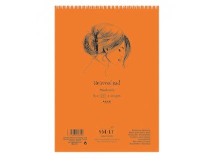 Blok Mix Media Pad SMLT A5 200 g/m2, 40 listů, kroužková vazba, přírodní kartonový obal
