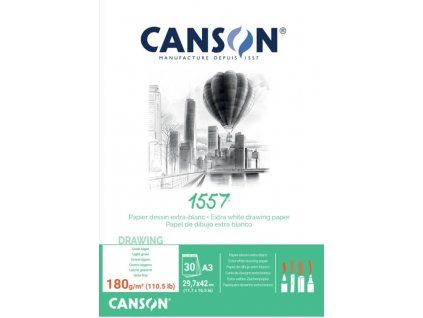 Canson 1557 lepený skicák A3, 30 listů, bílý strukturovaný papír 180 g/m2