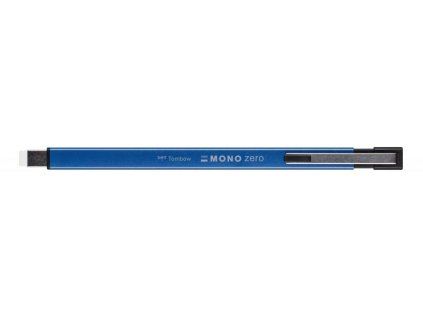 Tombow MONO Zero guma v tužce, kovové tělo v modrém provedení, plochý hrot 2,5x5 mm