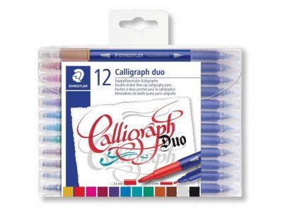Staedtler Calligraph Duo Design Journey, sada 12 kaligrafických fixů s hrotem 2 mm a 3,5 mm