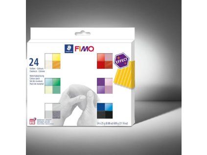 Staedtler Fimo Effect sada 24 bloků po 25 g, polymerová modelovací hmota s efektními barvami
