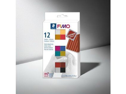 FIMO Leather Effect polymerová hmota sada 12 barev po 25 g, napodobuje texturu kůže