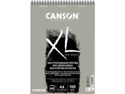 Skicák Canson Dry Mixed Media Sand Grain šedý A4, 160 g, 40 listů, hrubá textura