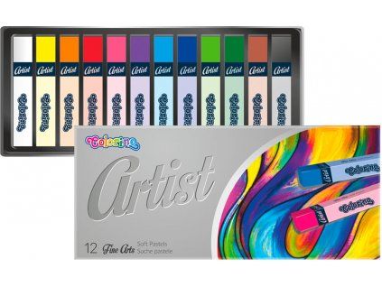Suché pastely Colorino Artist, sada 12 barev s vysoce sytým pigmentem a hranatým tvarem