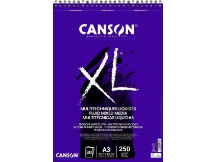 Canson XL Fluid Mix-Media skicák A4 250g, 30 listů pro mokré techniky