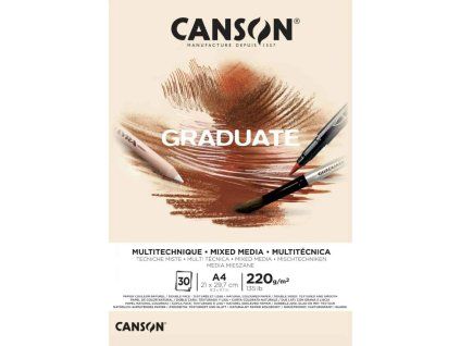 Canson Graduate Mixed Media Toned Paper skicák A4, přírodní tónovaný papír 220 g/m2, 30 listů