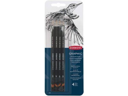 Sada 4 měkkých grafitových tužek Derwent Graphic 39005 v blistrovém balení
