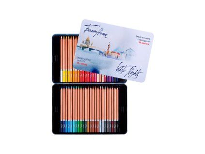 Nevskaya Palitra White Nights akvarelové pastelky, sada 48 ks v plechové etui