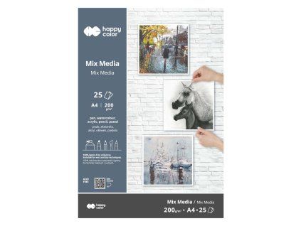 Blok Happy Color Mixmedia A5, 200 g/m2, 25 listů pro kombinovanou techniku