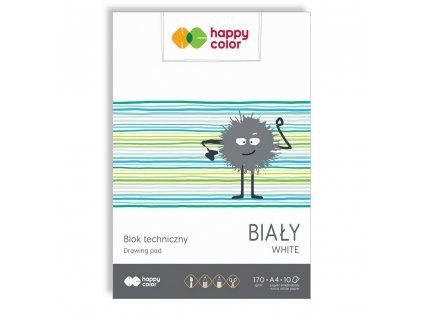 Blok Happy Color technický bílý A4, 170 g/m2, 10 listů, jemné zrno