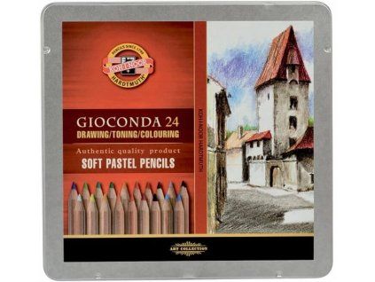 Pastely v tužce Koh-i-Noor Gioconda Soft Pastel Pencils 8828, sada 24 ks v plechovém obalu