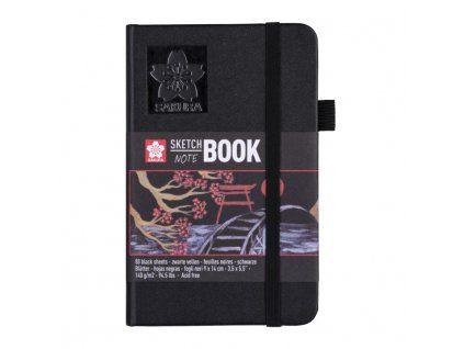 Sakura Sketch Book Black, černý skicák v tvrdé vazbě 9x14 cm, 80 listů 140 g/m2