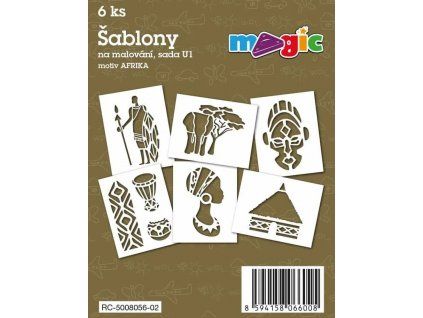 Magic papírové šablony sada U1 Afrika, 6 ks, bílý karton 220g, formát 11x14 cm
