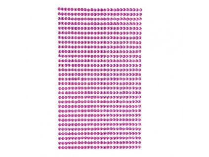 Nalepovací kamínky dpCraft 3 mm, 806 ks, růžová barva, samolepící ozdobné kamínky