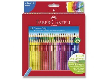 Pastelky Faber-Castell GRIP 2001, sada 48 barev v papírovém balení, trojhranný tvar