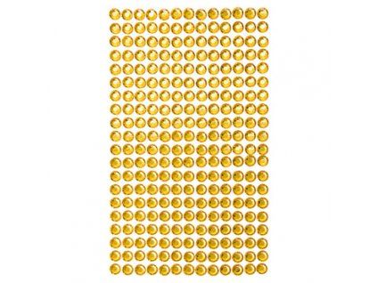 Nalepovací kamínky dpCraft 6 mm, 260 ks, zlatá barva, samolepící vrstva