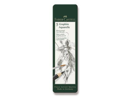 Faber-Castell Castell 9000 akvarelová grafitová tužka, sada 5 ks v kovové krabičce, tvrdosti HB až 8B