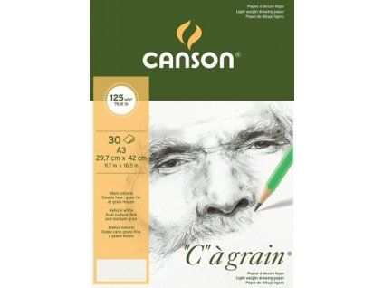 Skicák Canson Cagrain lepený blok A3, 125 g/m2, 30 listů, jemně zrnitý povrch
