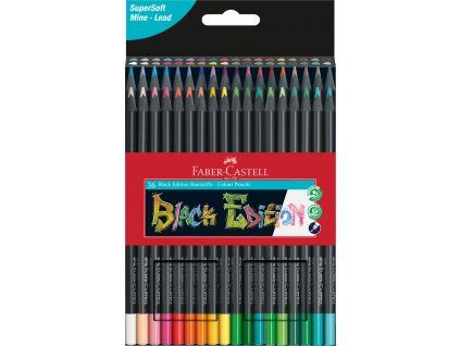 Faber-Castell Black Edition trojhranné pastelky, sada 24 barev v černém provedení