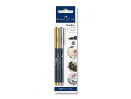 Faber-Castell Metallics DUO popisovače 1,5 mm, zlatý a stříbrný s metalickým efektem