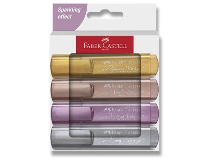 Faber-Castell Textliner 46 metalické zvýrazňovače, sada 4 ks s třpytivým inkoustem